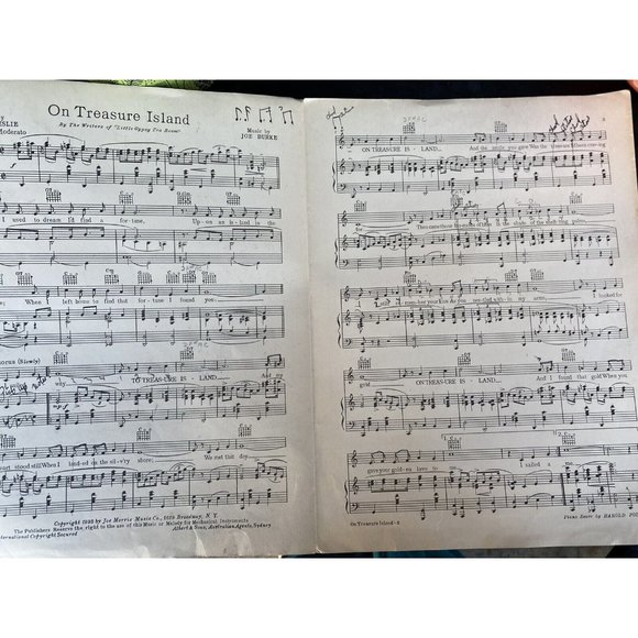 Vintage 1935 Sheet Music "On Treasure Island" Piano Chords Lyrics Cover Art - Picture 2 of 6